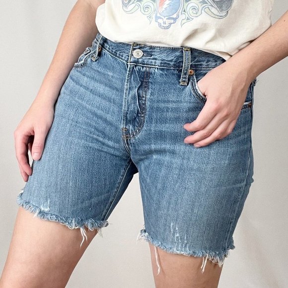 Vintage Levi's 501's High Waisted Button Fly Distressed Cut Off Jean Shorts - 29 - Picture 2 of 11